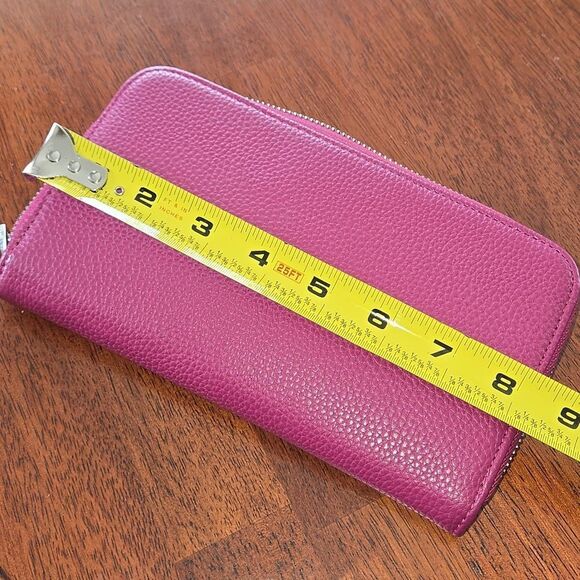 Wallet Thirty-One wallet pebble faux leather zip coin cash cards chic magenta - Picture 5 of 16